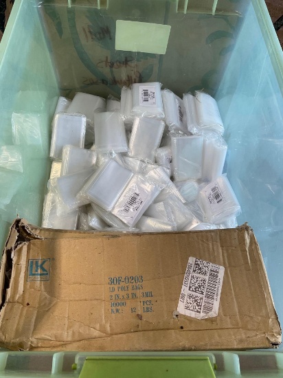 Poly bags 2" x 3". Packages contain 100 pieces each. Approximately 1500 poly bags total