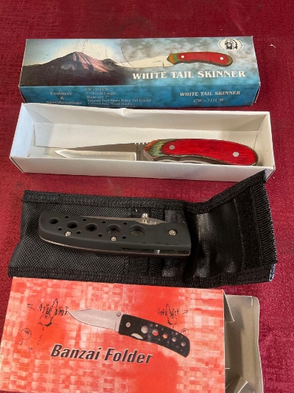 New Banzai folder & White Tail skinner pocketknives. 2 pieces see pics for product information.