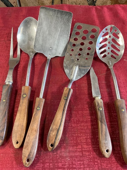 Vintage 1950's Stainless Voos kitchen/ grill utensils. 6 pieces