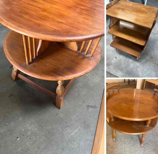 Vintage , wood, tables. 3 pieces