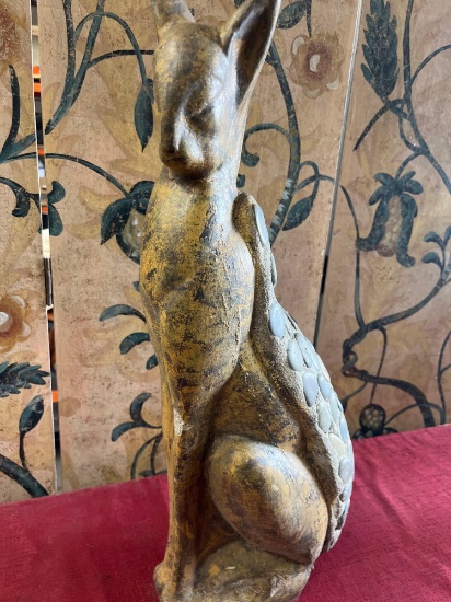 Stone cat statue. 24" x 8"