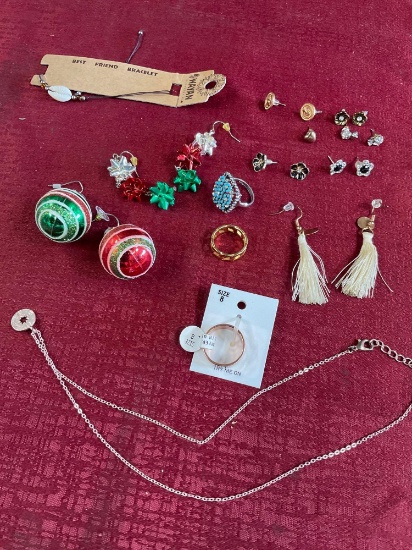 New and used earrings, bracelet, necklace, rings