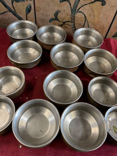 Stainless steel, copper hammered bowls. 12 pieces