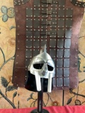 Medieval adult vest, metal helmet, cap