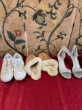 Converse 9, Uggs 10, Silver heels 8.5. 3 pairs