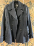 Express, dark blue, size medium woman's coat. Very good condition all buttons are there.