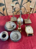 Vintage Bells, Watch & Candle stick holders, 8 pieces.