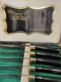 Peeredge steak knives with case. Missing one knife