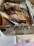 Plastic tub full of assorted new crafts items