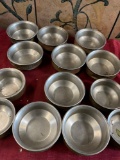 Stainless steel, copper hammered bowls. 12 pieces