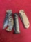 Foldable knives. 3 pieces