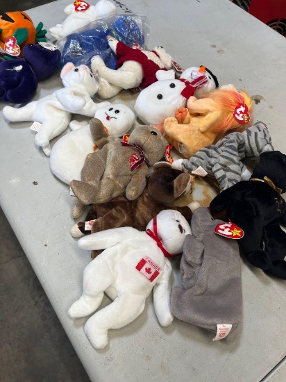 Assorted TY beanie babies all with tags. 15 pieces