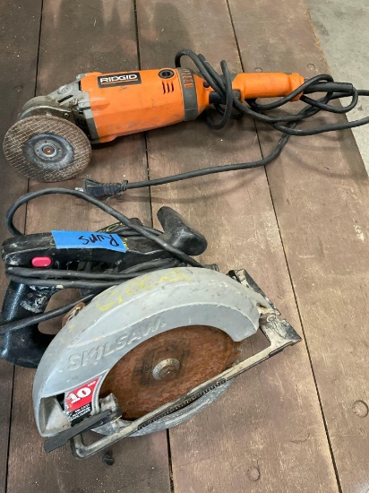 Electrical Ridged R10202 grinder & 10" Skilsaw both run