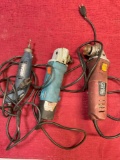 Ryobi, ATG, Chicago electric tools. all turned on. 3 pieces