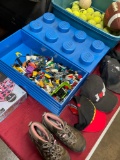 Assorted games, toys, hats, tennis balls, child's size 3 tennis shoes, etc