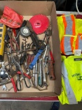 Assorted tools & 2 vests