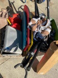 Large lot of gas containers, shoes, buggy boards, etc