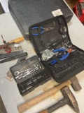 Assorted tools, empty case, hammers
