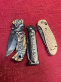 Foldable knives. 3 pieces