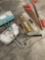 Assorted tools. Shovels, saw, leveler, etc. 8 pieces
