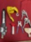 Tools, CP Sway control, Robson lighter, HDX tubing cutters, strap with hook, etc. 7 pieces