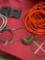 Face shields and assorted air hoses, wire, etc. 7 pieces