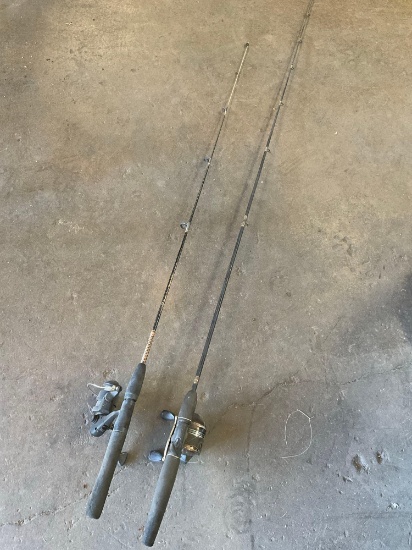 56" Shakespeare fishing rod with reel & 72" Berkley fishing rod with reel