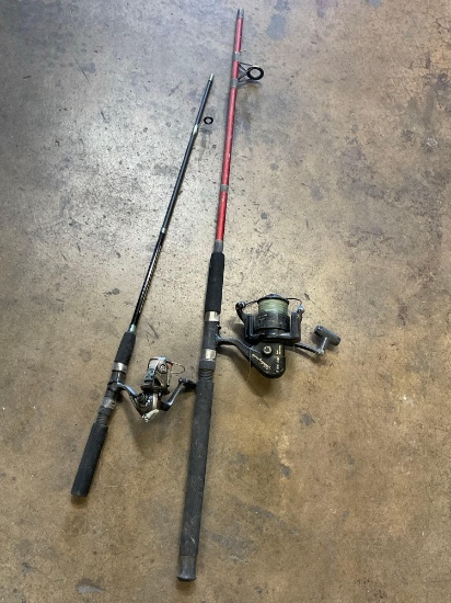 Fishing rod with missing parts & Shakespeare and Wormgear reels. Rods are the same brand as reels
