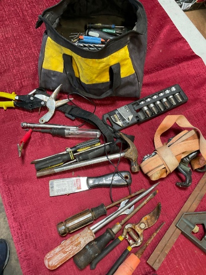 Dewalt bag and assorted tools/ items. Over 30 pieces