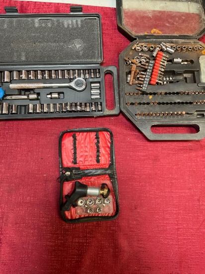 Socket sets, etc. 3 sets