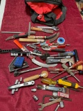 Milwaukee tool bag and assorted tools. Over 30 pieces