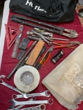 Hurley duffle bag and assorted tools