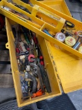 Large tool box and assorted tools. Over 40 pieces