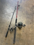 Fishing rod with missing parts & Shakespeare and Wormgear reels. Rods are the same brand as reels