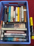 Assorted books, crate included