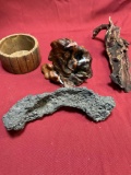 Assorted wood/ bowl & coral. 4 pieces