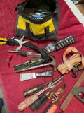 Dewalt bag and assorted tools/ items. Over 30 pieces