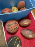 Sporting goods, assorted basketball & football balls. 8 pieces