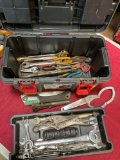 Hyper Tough tool box and assorted tools. Over 30 pieces