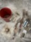 Bucket & assorted concrete finishing trowel, hand tools, etc 15 pieces