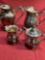 Vintage Royal Rose 9853 & 9854 sugar bowl & creamer, Oneida & Towle silverplate 2861 pitchers