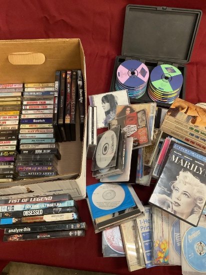 Assorted DVDs, cassettes, CDs, VHS, Over 100 pieces