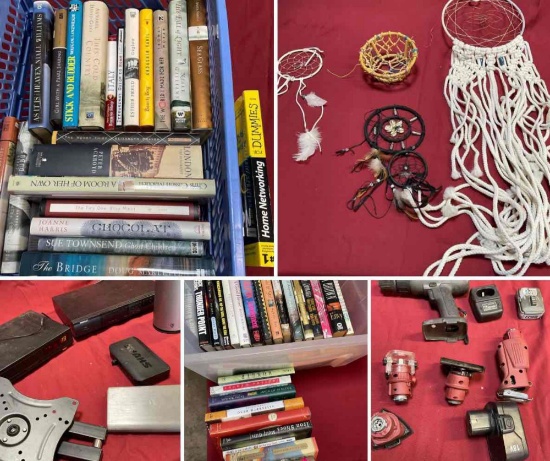Large lots of items. Books, untested tools, etc