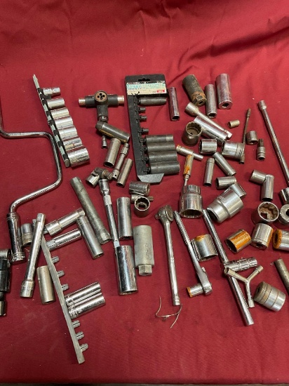 Assorted sockets, etc. Over 60 pieces