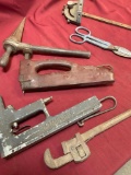 Ridgid Reamer, Delta meter gage, scissors, wrench, stapler, Spot Nails gun, 6 pieces