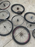 Assorted bike wheels. 9 pieces