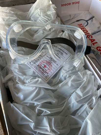 Box of New medical goggles. 15 pieces in box