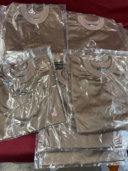 New, individually packed, medium, men's, color brown jersey. 25 pieces