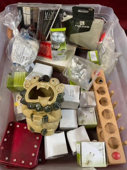 Lot of assorted items. Bulbs, drink coasters, CDs, figurines, etc