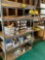 2) Shelving units & contents. Pipe clamps, assorted nails, hose, etc